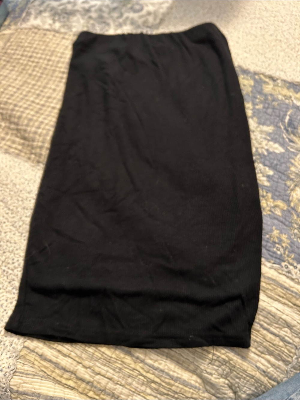 Revamped Black Ribbed Pencil Skirt